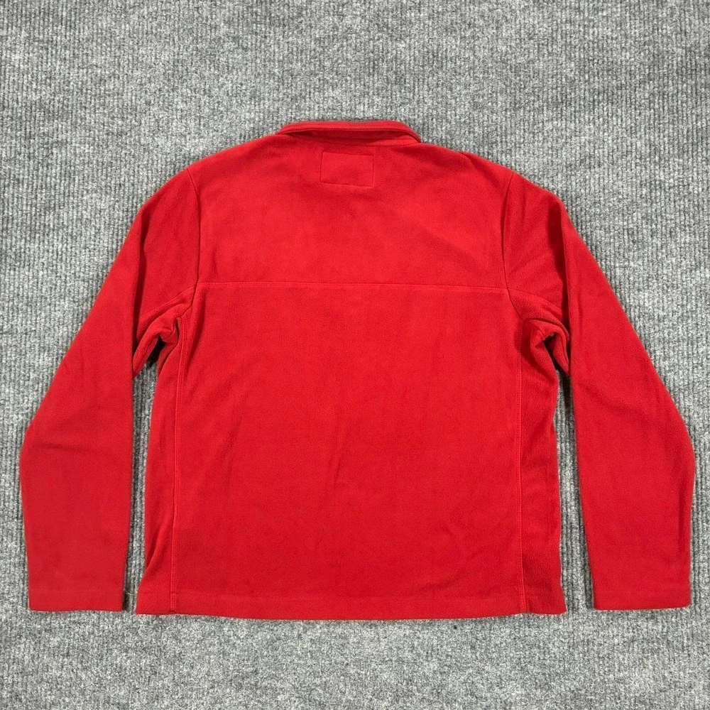 Lands' End Quarter Zip Fleece Pullover Mens Size Large Red Mock Neck Jacket